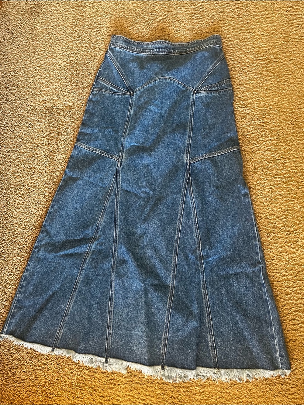 NATURAL LIFE Indigo Blue Denim A-Line Maxi Skirt